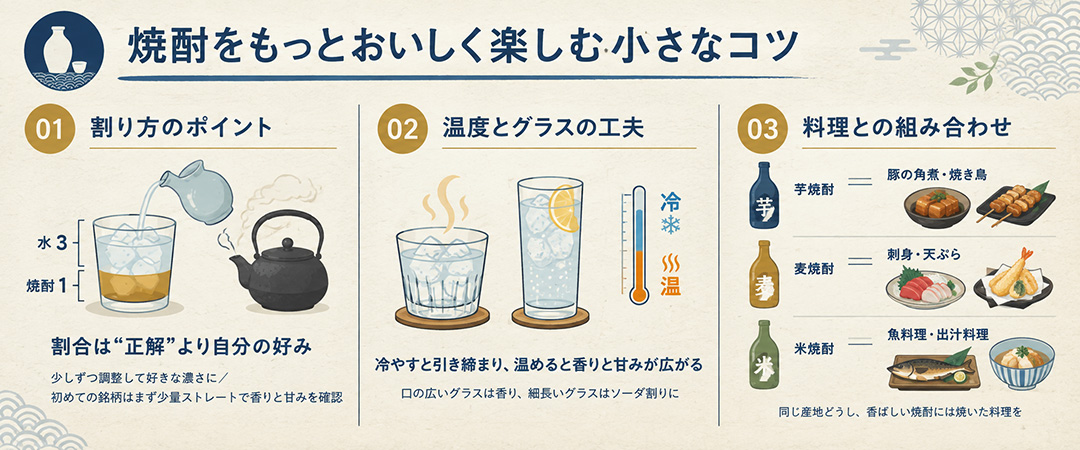 焼酎をもっとおいしく楽しむ小さなコツ